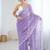 light purple chiffon crush saree with ultra satin blouse – sequins, moti & cut dana work designer party wear saree