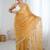 light mustard chiffon crush saree with ultra satin blouse – sequins, moti & cut dana work designer party wear saree