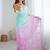 light sea green chiffon crush saree with ultra satin blouse – sequins, moti & cut dana work designer party wear saree