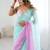 light sea green chiffon crush saree with ultra satin blouse – sequins, moti & cut dana work designer party wear saree