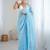 light blue chiffon crush saree with ultra satin blouse – sequins, moti & cut dana work designer party wear saree