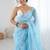 light blue chiffon crush saree with ultra satin blouse – sequins, moti & cut dana work designer party wear saree