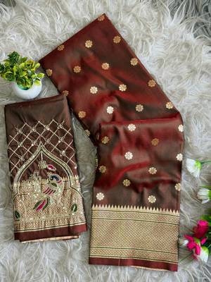 brown color paithani art silk saree  1
