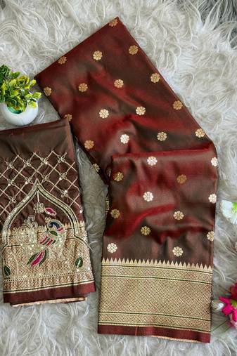 brown color paithani art silk saree 