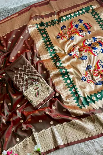 brown color paithani art silk saree 