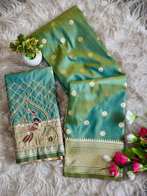 green color paithani art silk saree  1