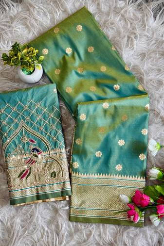 green color paithani art silk saree 