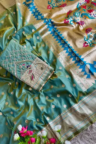green color paithani art silk saree 
