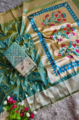 green color paithani art silk saree 
