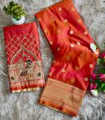orange color paithani art silk saree 