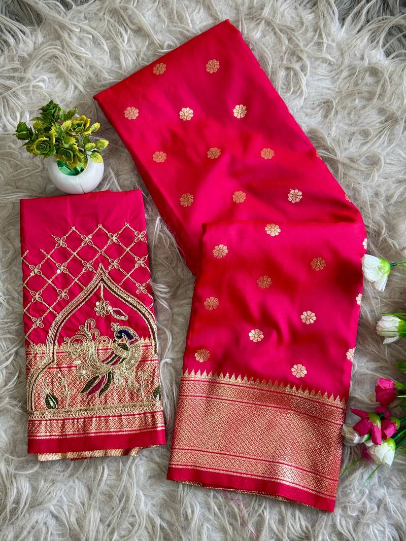 pink color paithani art silk saree 