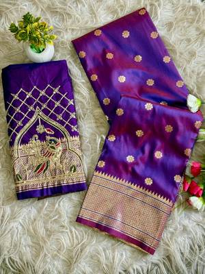 teal  color paithani art silk saree  1