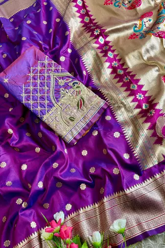 teal  color paithani art silk saree 
