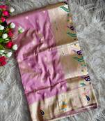 baby pink color paithani art silk saree with blouse
