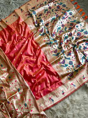  pink color paithani art silk saree with blouse 2