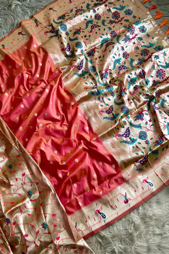  pink color paithani art silk saree with blouse