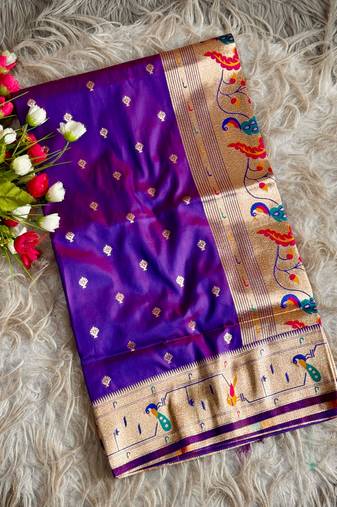  purple color paithani art silk saree with blouse
