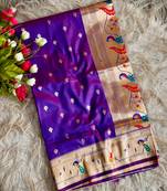  purple color paithani art silk saree with blouse