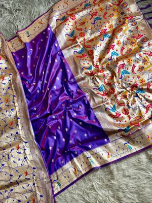  purple color paithani art silk saree with blouse 2