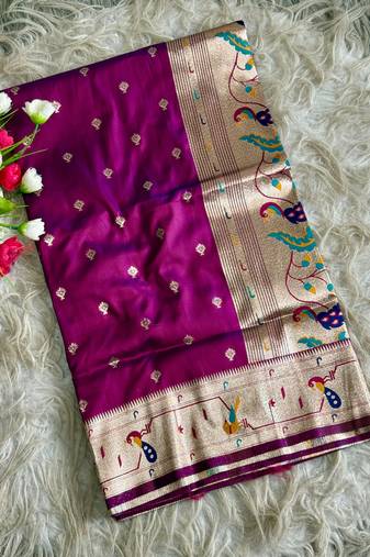  wine color paithani art silk saree with blouse