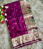  wine color paithani art silk saree with blouse