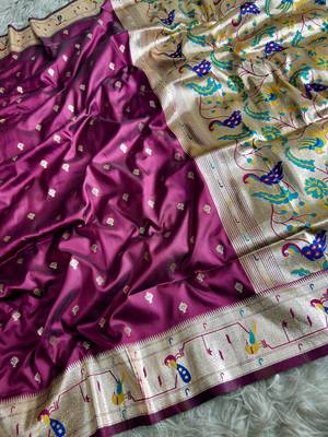  wine color paithani art silk saree with blouse 2