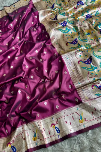  wine color paithani art silk saree with blouse