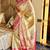 cream color tissue art silk saree with contrast blouse