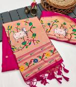 pink color paithani art silk saree with designer blouse