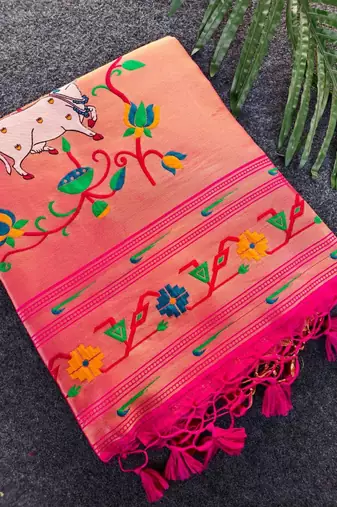 pink color paithani art silk saree with designer blouse