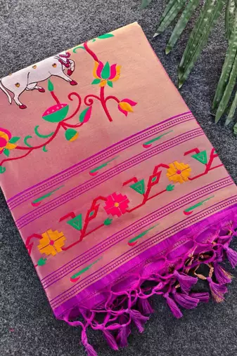 purple color paithani art silk saree with designer blouse