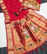 red color paithani art silk saree with designer blouse