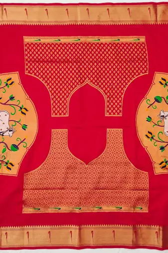 red color paithani art silk saree with designer blouse