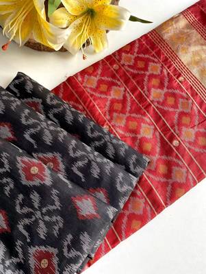 black color art silk saree with contrast blouse 1