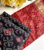 black color art silk saree with contrast blouse