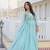 Sky Blue Color Chinnon Silk Print With Embroidery Work Party Wear Gown