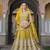 YELLOW Pure Butterfly Net Embroidered Lehenga Choli with Dupatta     Sequins & Diamond Work Bridal Wedding