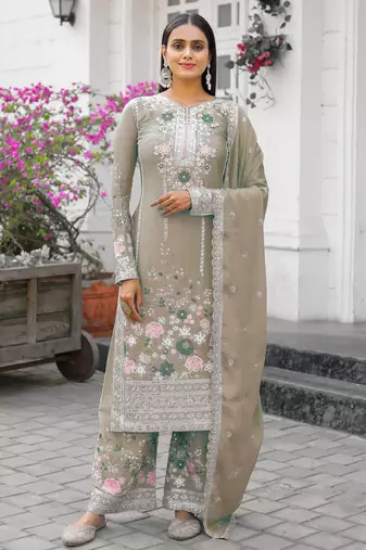 Chiku CHINNON SILK EMBROIDERY WORK FULLY  SALWAR SUIT