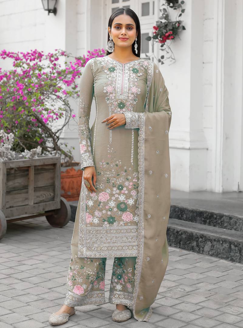 Chiku CHINNON SILK EMBROIDERY WORK FULLY  SALWAR SUIT