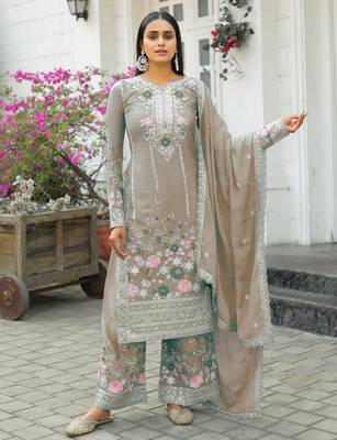 Chiku CHINNON SILK EMBROIDERY WORK FULLY SALWAR SUIT 2