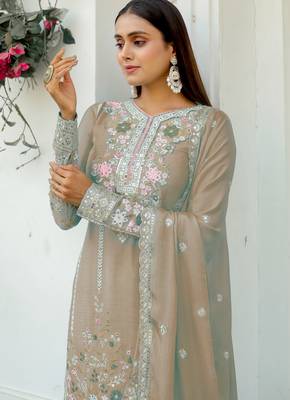 Chiku CHINNON SILK EMBROIDERY WORK FULLY SALWAR SUIT 3