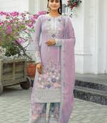 Lavender CHINNON SILK EMBROIDERY WORK FULLY  SALWAR SUIT