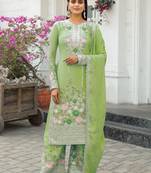 Pista Green CHINNON SILK EMBROIDERY WORK FULLY  SALWAR SUIT