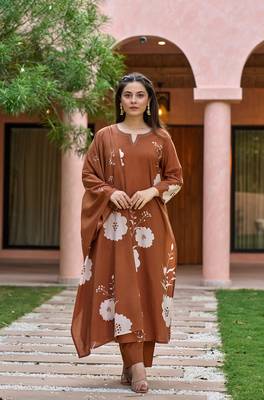 Women's Gorgeous Printed Work Muslin Fabric Straight Kurta Pant and Dupatta Set 1