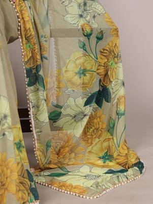 Graceful flow marble floral printed saree with delicate pearl lace 5