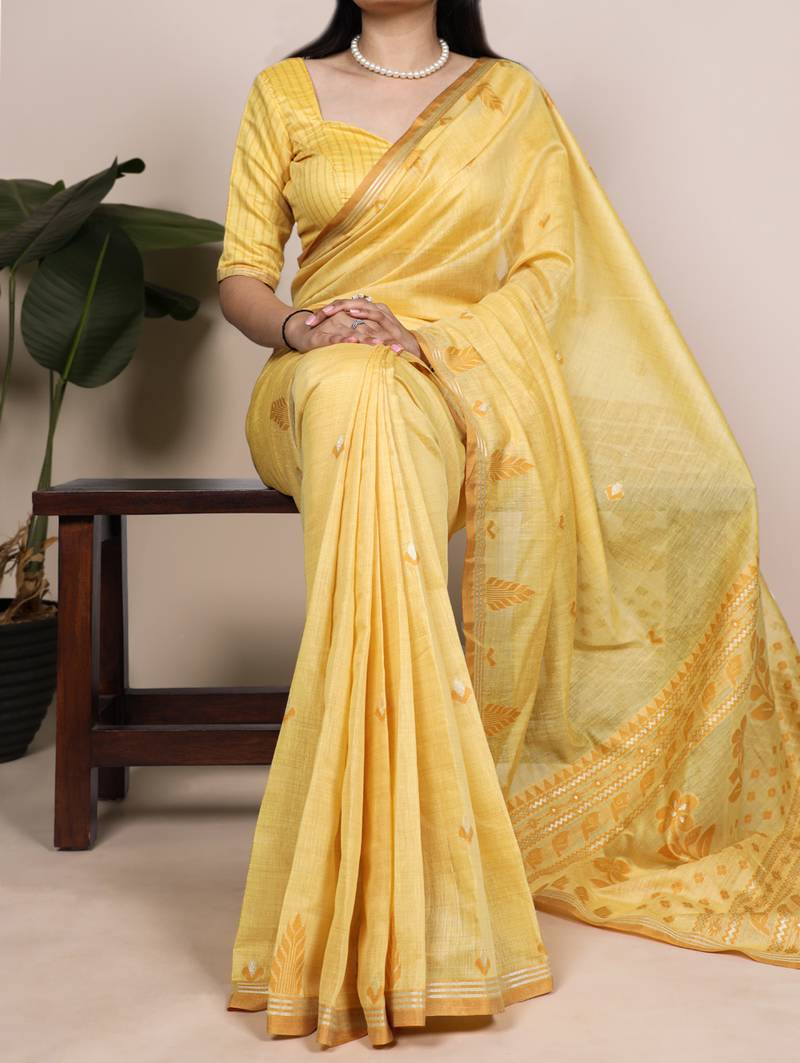 Timeless elegance cotton silk saree with intricate zari weaving