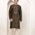 Men’s straight moss green viscose silk zari-work kurta