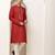 Men’s straight red viscose silk zari-work kurta