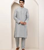 Men's blue straight viscose silk kurta