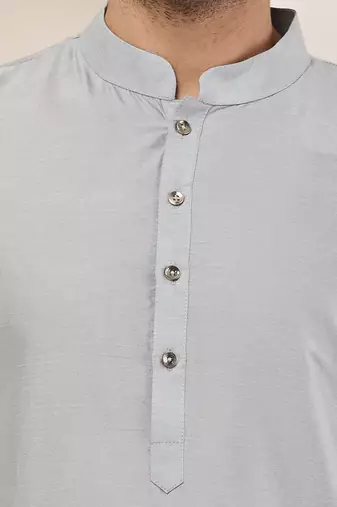 Men's blue straight viscose silk kurta